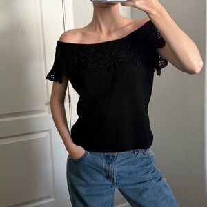 Black Lace Off The Shoulder Top